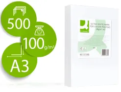Papier q-connect multifonction ultrawhite a3 100g/m2 blancheur 170 opacité 96 rigidité 60 500 feuilles