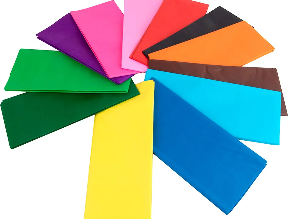 Papier soie liderpapel 52x76cm présentoir 60 sachets 5f 12 coloris assortis