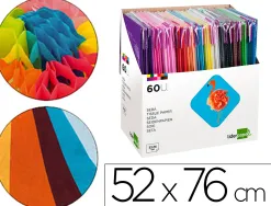 Papier soie liderpapel 52x76cm présentoir 60 sachets 5f 12 coloris assortis