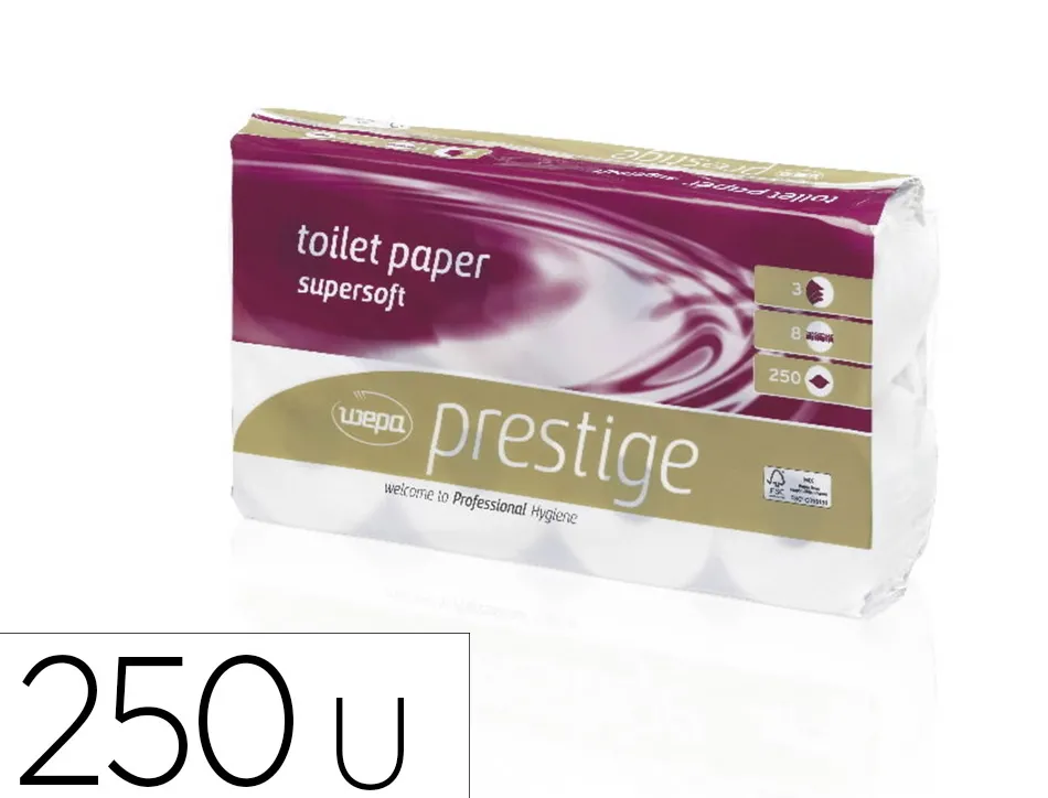 Papier toilette 3 plis triple épaisseur paquet 8 rouleaux 250f