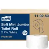 Papier toilette tork mini jumbo premium blanc 2 plis longueur 170 m diamètre 18 cm lot 12