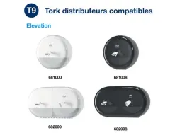 Papier toilette tork smartone t9 mini advanced 2 plis blanc rouleau 620 feuilles