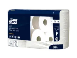 Papier toilette tork t4 premium rouleau traditionnel doux 3 plis blanc 9 packs de 8 rouleaux de 250 feuilles
