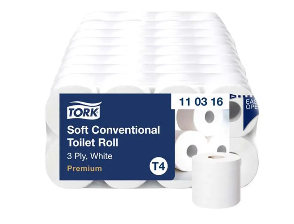 Papier toilette tork t4 premium rouleau traditionnel doux 3 plis blanc 9 packs de 8 rouleaux de 250 feuilles