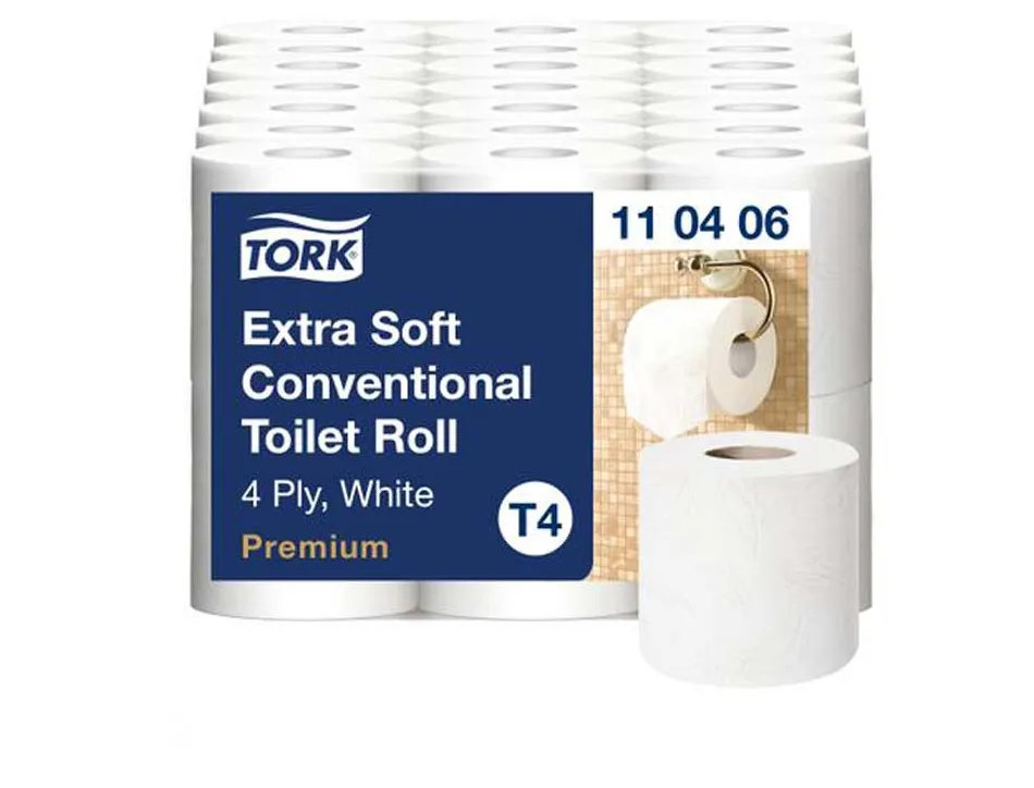 Papier toilette tork traditionnel premium extra doux 4 plis 153 feuilles ecolabel paquet 6 rouleaux