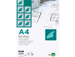 Papier végétal liderpapel calque haute transparence surface régulière satinée 90g/m2 a4 210x297mm