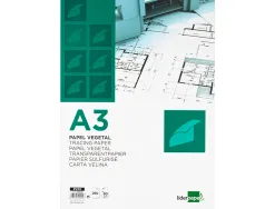 Papier végétal liderpapel calque haute transparence surface régulière satinée 90g/m2 a3 297x420mm