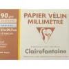 Papier vélin millimétré clairefontaine 90g a4 297x210mm coloris recto bistre verso bleu pochette 12f