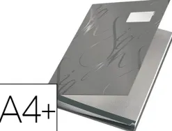 Parapheur leitz design 18 onglets rigides oeillets intercalaires porte-étiquette 340x25x240mm coloris gris
