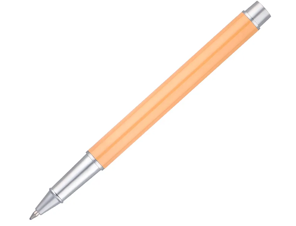 Parure stylo-bille et roller belius endless summer aluminium atributs argent encre bleue coloris orange coffret cadeau
