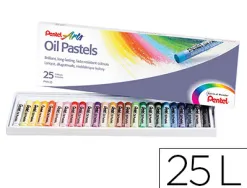 Pastel huile pentel corps rond enrobage papier non salissant diamètre 8mm boîte 25 unités