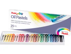 Pastel huile pentel corps rond enrobage papier non salissant diamètre 8mm boîte 25 unités