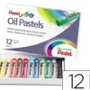 Pastel huile pentel corps rond enrobage papier non salissant diamètre 8mm boîte 12 unités