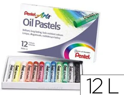 Pastel huile pentel corps rond enrobage papier non salissant diamètre 8mm boîte 12 unités