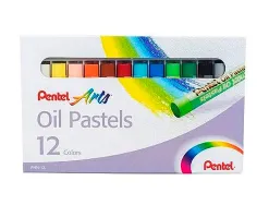 Pastel huile pentel corps rond enrobage papier non salissant diamètre 8mm boîte 12 unités