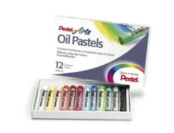 Pastel huile pentel corps rond enrobage papier non salissant diamètre 8mm boîte 432 unités