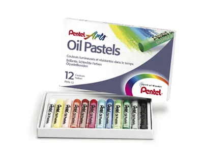 Pastel huile pentel corps rond enrobage papier non salissant diamètre 8mm boîte 432 unités