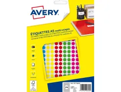 Pastille adhesive apli impression laser jet encre et copieur diametre 8mm permanente coloris assortis