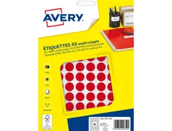 Pastille adhesive apli impression laser jet encre et copieur diametre 15mm permanente coloris rouge