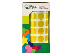 Pastille adhesive liderpapel diametre 15mm coloris jaune rouleau 2500 unites boite carton