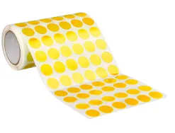 Pastille adhesive liderpapel diametre 15mm coloris jaune rouleau 2500 unites boite carton