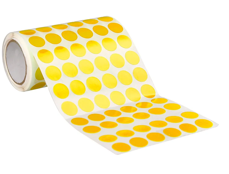 Pastille adhesive liderpapel diametre 15mm coloris jaune rouleau 2500 unites boite carton