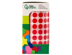 Pastille adhesive liderpapel diametre 10,5mm coloris rouge rouleau 6000 unites boite carton