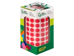 Pastille adhesive liderpapel diametre 10,5mm coloris rouge rouleau 6000 unites boite carton