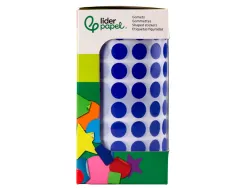 Pastille adhesive liderpapel diametre 10,5mm coloris bleu rouleau 6000 unites boite carton
