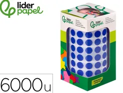 Pastille adhesive liderpapel diametre 10,5mm coloris bleu rouleau 6000 unites boite carton