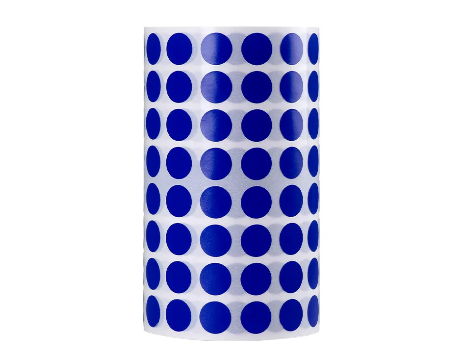 Pastille adhesive liderpapel diametre 10,5mm coloris bleu rouleau 6000 unites boite carton