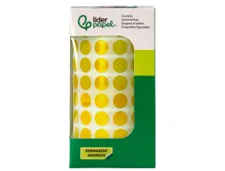 Pastille adhesive liderpapel diametre 10,5mm coloris jaune rouleau 6000 unites boite carton