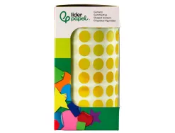 Pastille adhesive liderpapel diametre 10,5mm coloris jaune rouleau 6000 unites boite carton