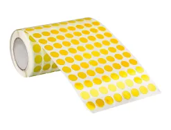 Pastille adhesive liderpapel diametre 10,5mm coloris jaune rouleau 6000 unites boite carton
