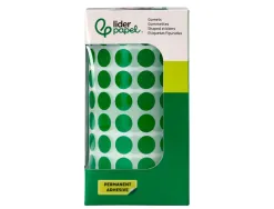 Pastille adhesive liderpapel diametre 10,5mm coloris vert rouleau 6000 unites boite carton