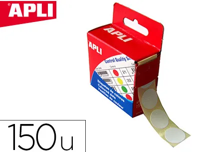 Pastille adhésive apli agipa diamètre 15mm permanente coloris blanc boîte 150 unités