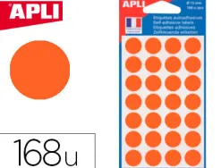Pastille adhésive apli agipa diamètre 15mm permanente coloris orange pochette 168 unités