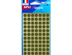 Pastille adhésive apli agipa diamètre 8mm permanente coloris or pochette 308 unités