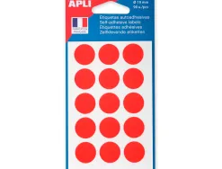 Pastille adhésive apli agipa diamètre 19mm permanente coloris rouge pochette 90 unités