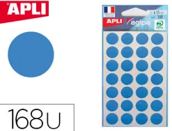 Pastille adhésive apli agipa diamètre 15mm coloris bleu pochette 168 unités