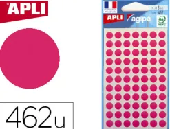 Pastille adhésive apli agipa diamètre 8mm permanente coloris rose pochette 462 unités