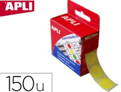 Pastille adhésive apli agipa diamètre 15mm permanente coloris jaune boîte 150 unités