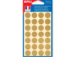 Pastille adhésive apli agipa diamètre 15mm permanente coloris or pochette 112 unités