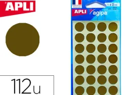 Pastille adhésive apli agipa diamètre 15mm permanente coloris or pochette 112 unités