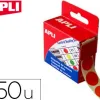 Pastille adhésive apli agipa diamètre 15mm permanente coloris rouge boîte 150 unités