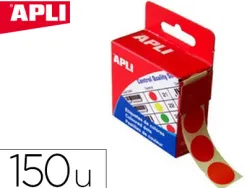 Pastille adhésive apli agipa diamètre 15mm permanente coloris rouge boîte 150 unités
