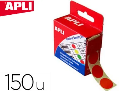 Pastille adhésive apli agipa diamètre 15mm permanente coloris rouge boîte 150 unités