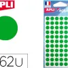 Pastille adhésive apli agipa diamètre 8 mm coloris vert pochette 462 unités
