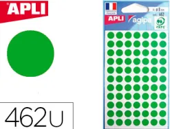 Pastille adhésive apli agipa diamètre 8 mm coloris vert pochette 462 unités