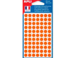 Pastille adhésive apli agipa diamètre 8mm permanente coloris orange pochette 462 unités